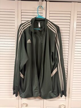 Adidas Green Track Jacket with White Stripes